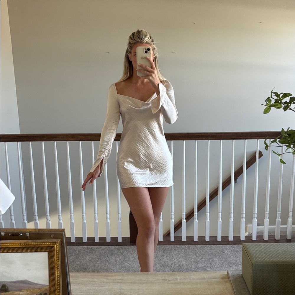 PRINCESS POLLY SATIN CHAMPAGNE DRESS